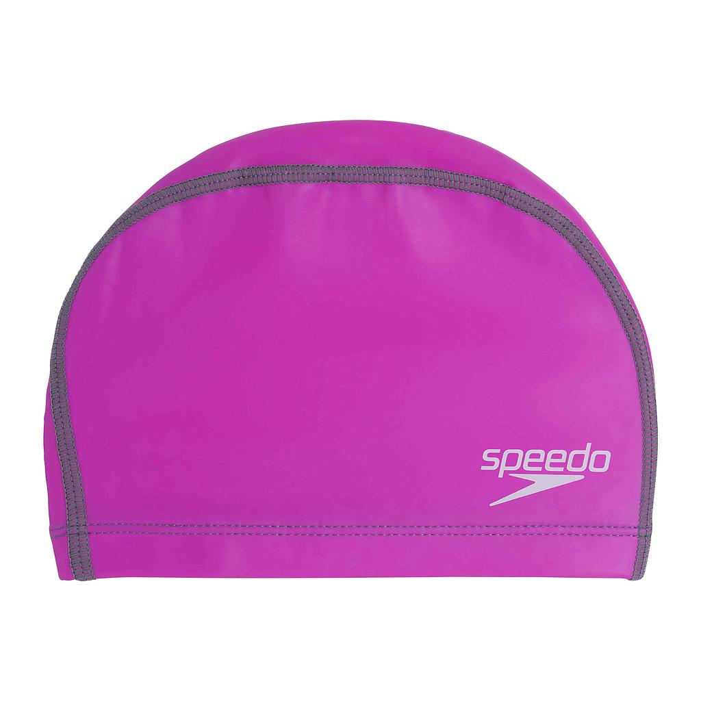 Speedo long hair swim cap for athletes, sleek blue design, made for long hair swimmers to reduce drag and improve performance.