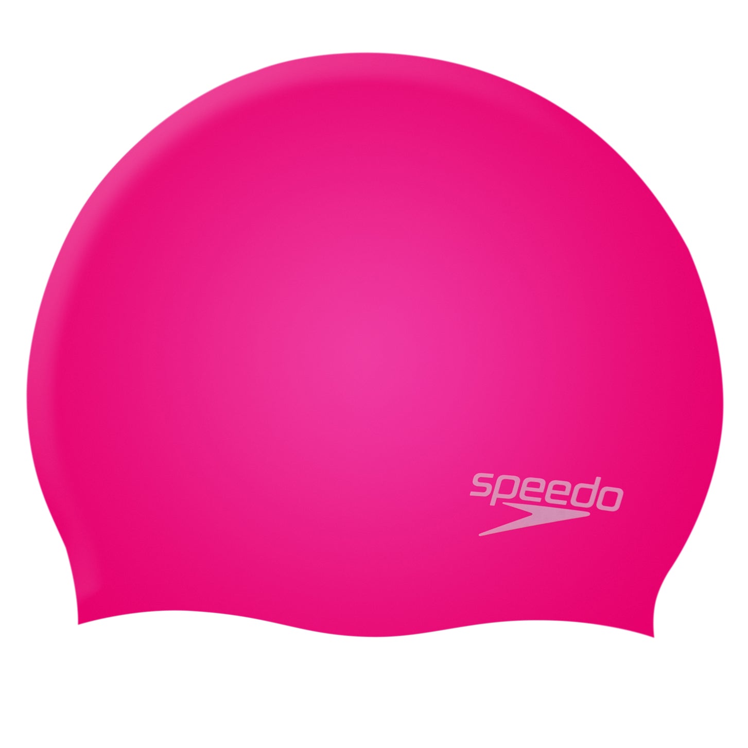 Speedo molded silicone swimming cap in vibrant blue, designed for comfortable fit and reduced drag in competitive swimming.