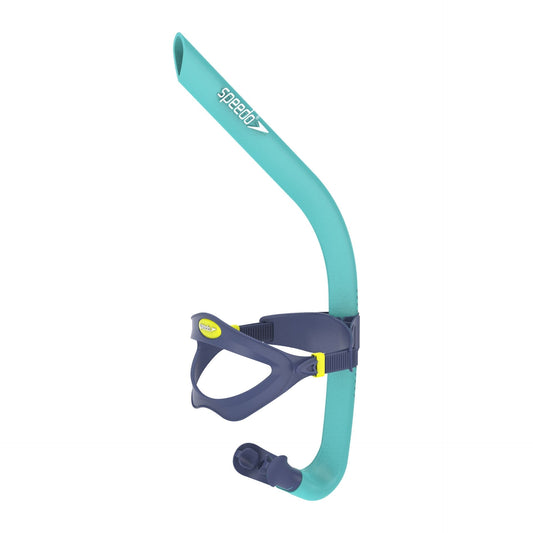 Speedo Bullet Head Snorkel for sporting goods, featuring a sleek design and adjustable strap for comfortable snorkeling.