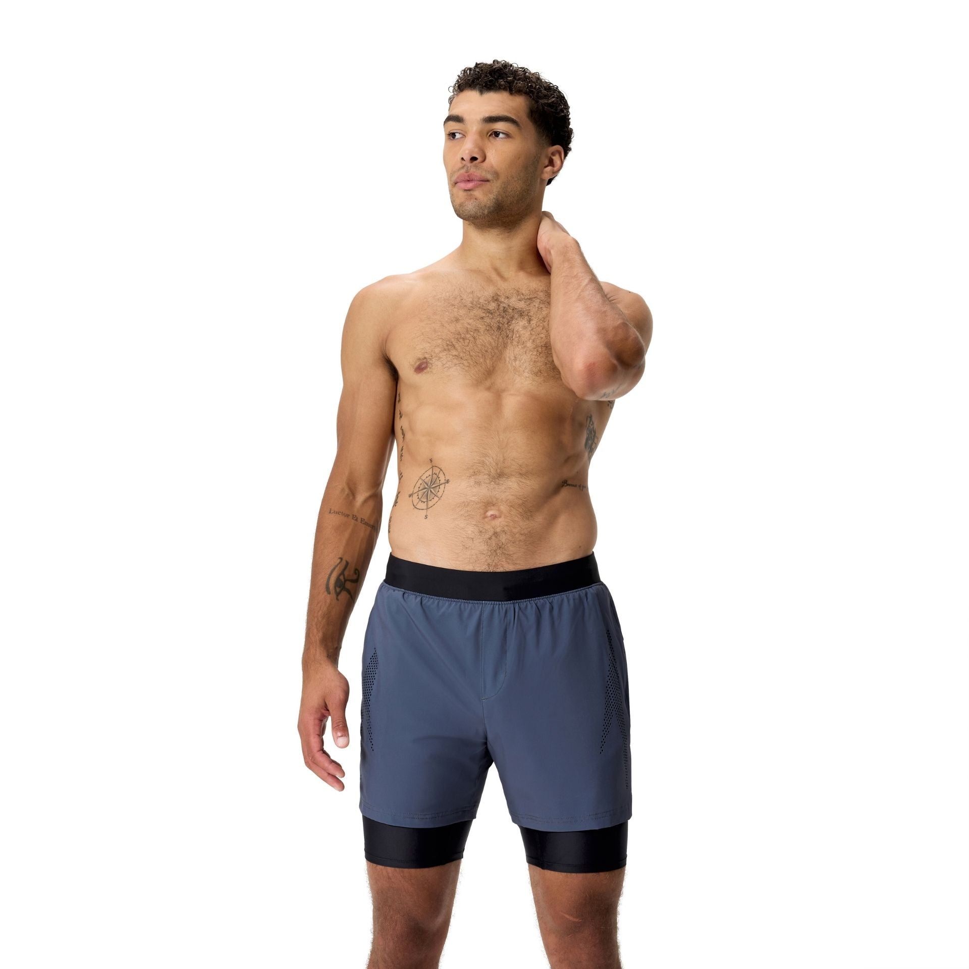 Speedo Volley swimshort 16-inch in black with red accents, featuring adjustable waistband and sporty design for swimming and beach activities.