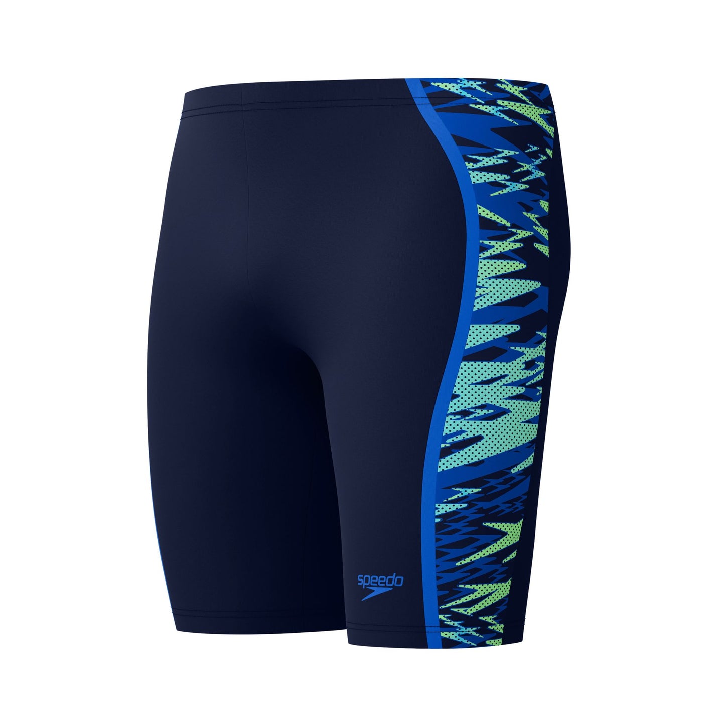 Speedo Hyperboom Splice Jammer Shorts for men, featuring a sleek design and athletic fit for competitive swimming.