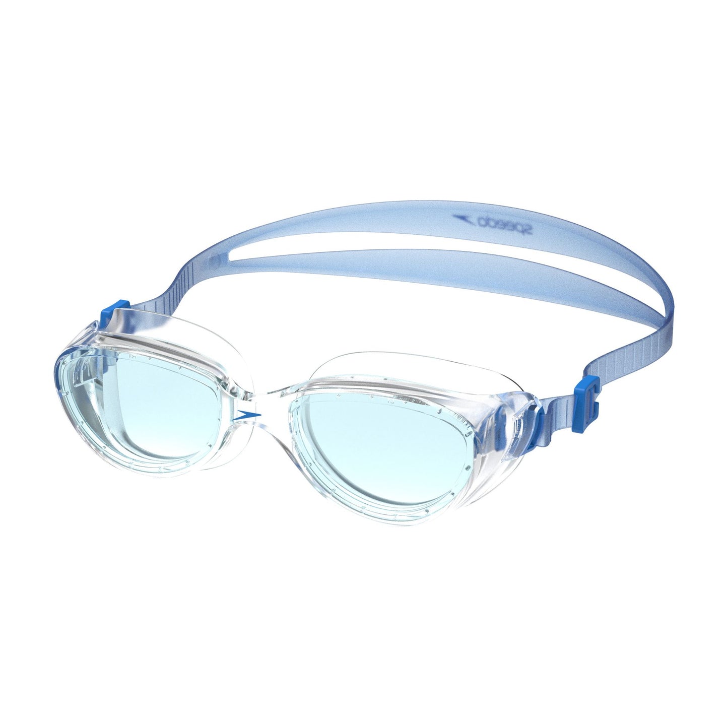 Speedo Futura Hydrospex swimming goggles with clear lenses and adjustable straps, designed for comfortable aquatic activity.