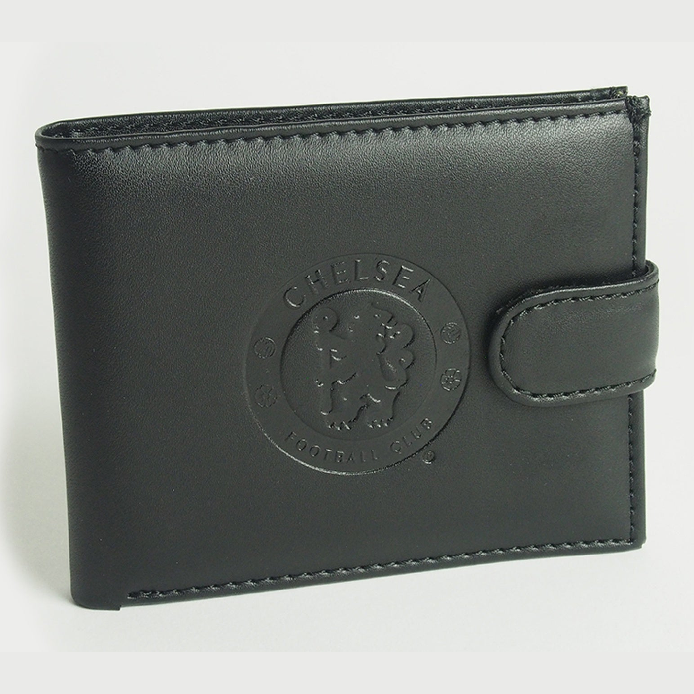 Team Merchandise leather clip wallet for sporting goods, featuring a sleek design with multiple card slots and a sturdy clip.
