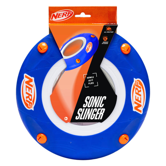 Nerf Sonic Slinger disc for outdoor play, featuring vibrant colors and a soft, lightweight design for fun sports activities.