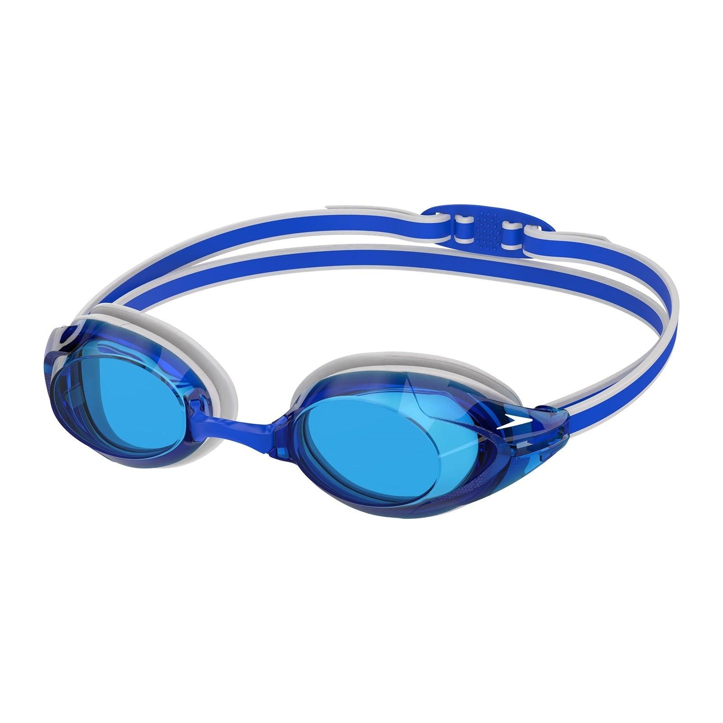 Speedo Vanquisher 3.0 swimming goggles with clear lenses and adjustable strap, designed for competitive and recreational swimming.