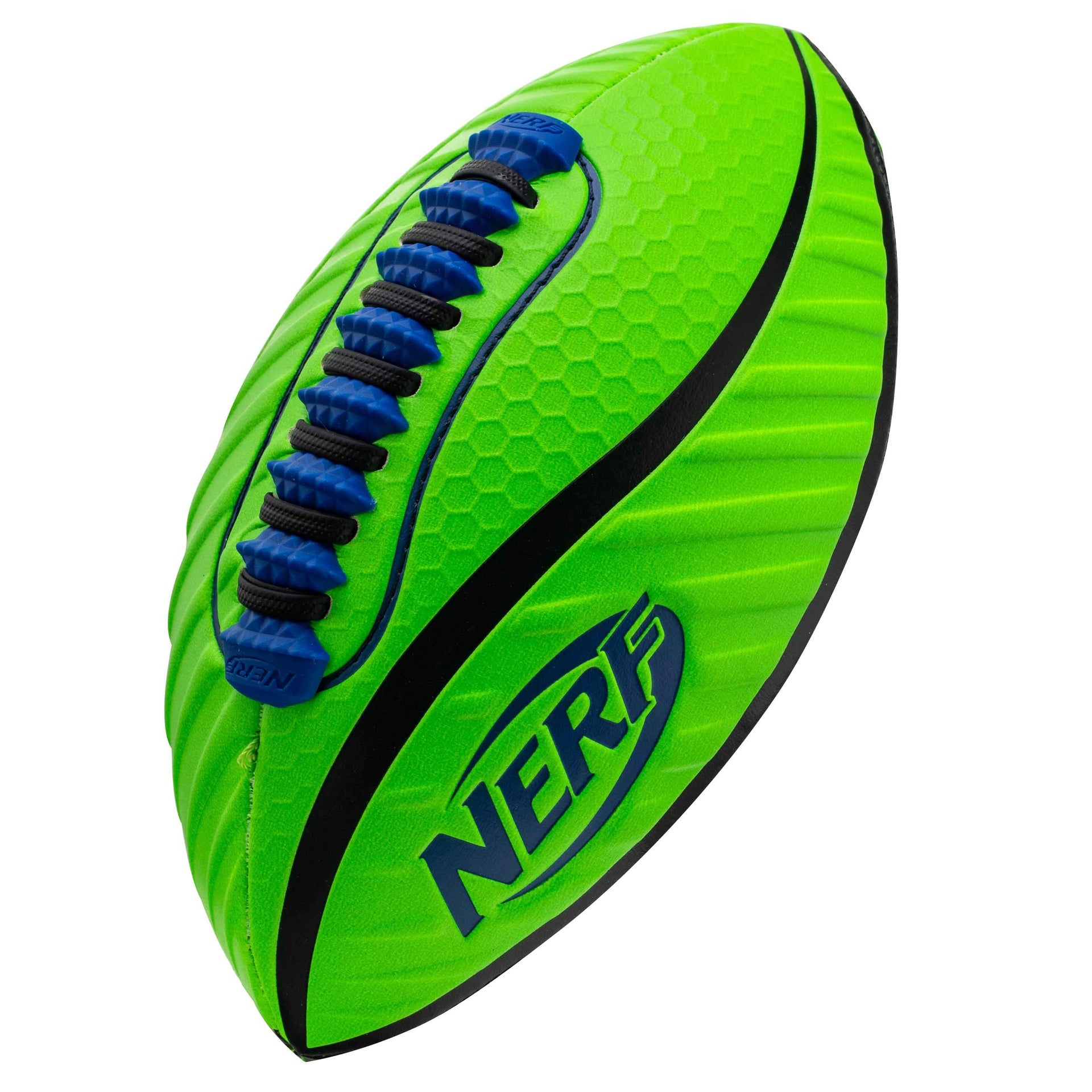 Nerf Spiral Grip football for sports and outdoor play showing its textured surface and spiral grip design.