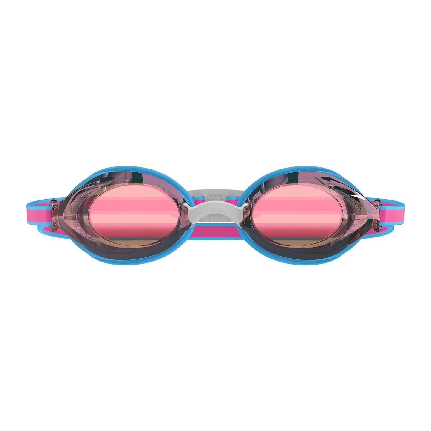 Junior Speedo Vanquisher 3.0 mirror goggles with adjustable straps and reflective lenses for young swimmers.