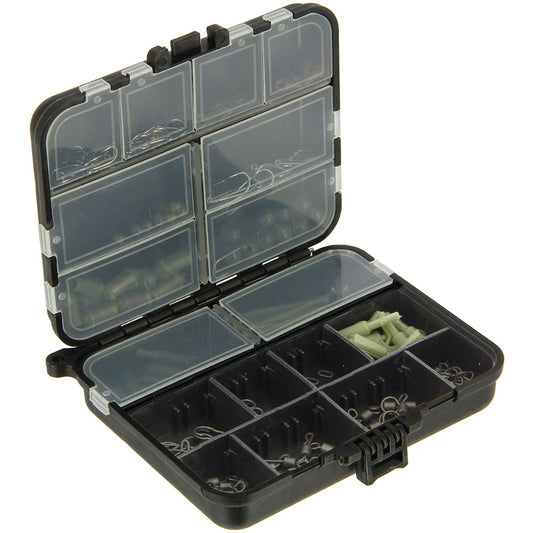 Angling Pursuits carp fishing terminal tackle set with 175 pieces, including hooks, weights, and rigs for carp anglers.