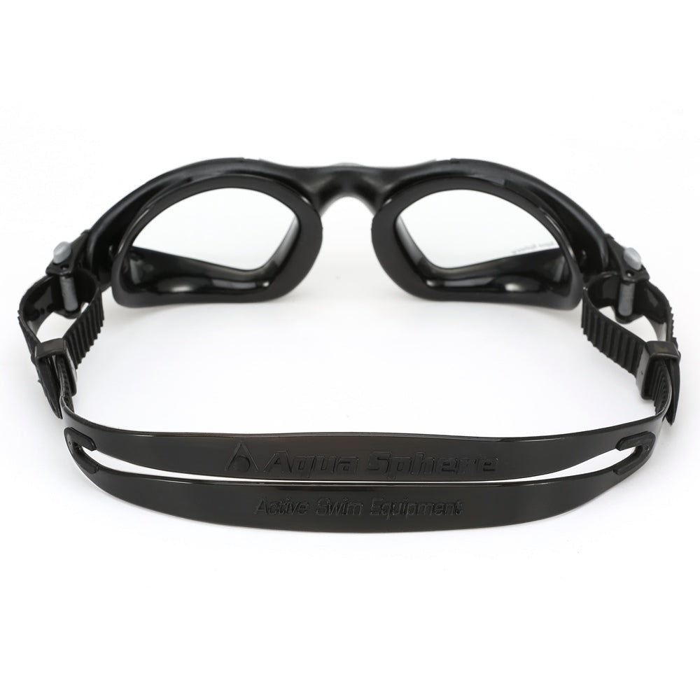 Aquasphere Kayenne swimming goggles with clear lenses and adjustable strap, designed for comfortable fit during swimming.