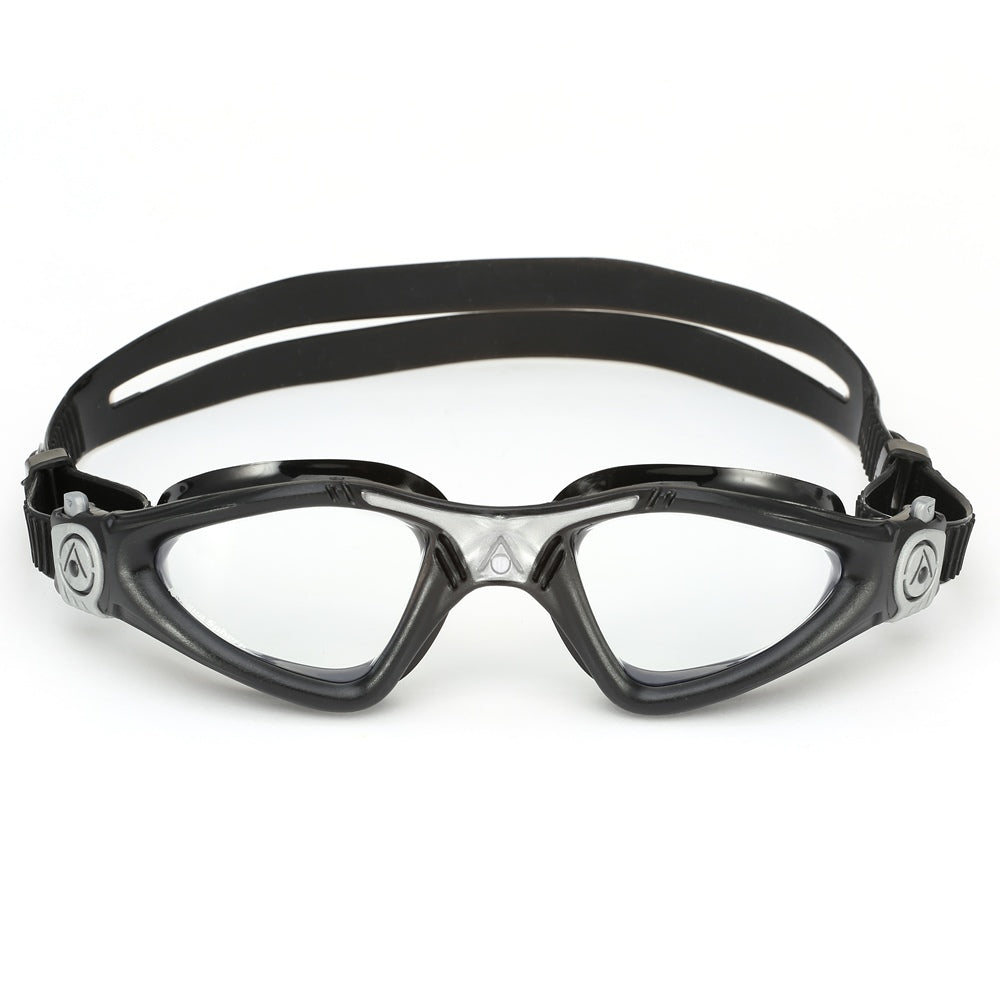 Aquasphere Kayenne swimming goggles with clear lenses and adjustable strap, designed for comfortable fit during swimming activities.