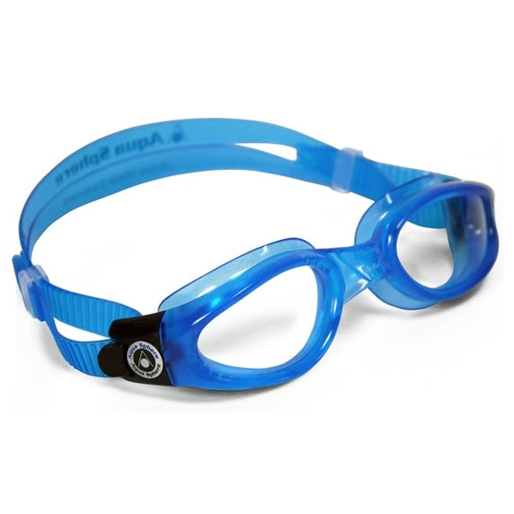 Aquasphere Kaiman swimming goggles with clear lenses and adjustable straps, designed for comfortable fit and optimal water seal.