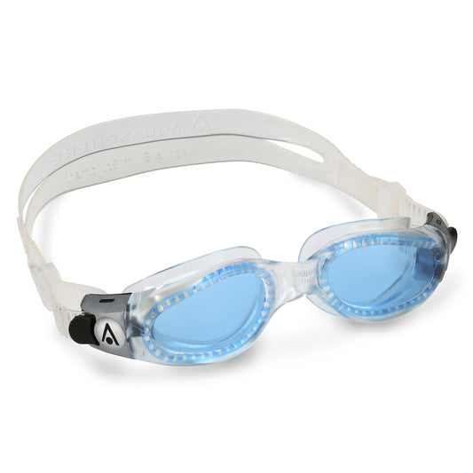 Aquasphere Kaiman Small Swimming Goggles with clear lenses and adjustable strap, designed for comfortable fit during swimming.