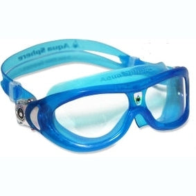 Kids' Aquasphere Seal 2.0 swimming mask with adjustable strap and clear lens for swimming and water safety.