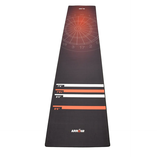 Arrow180 Darts Mat 300x62cm with Oche marking, non-slip surface for darts games, featuring clear oche lines and durable material.