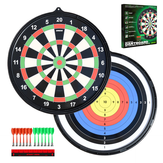 Arrow180 Magnetic Dartboard Set for indoor play, featuring magnetic darts and vibrant numbered sections for safe, fun dart games.