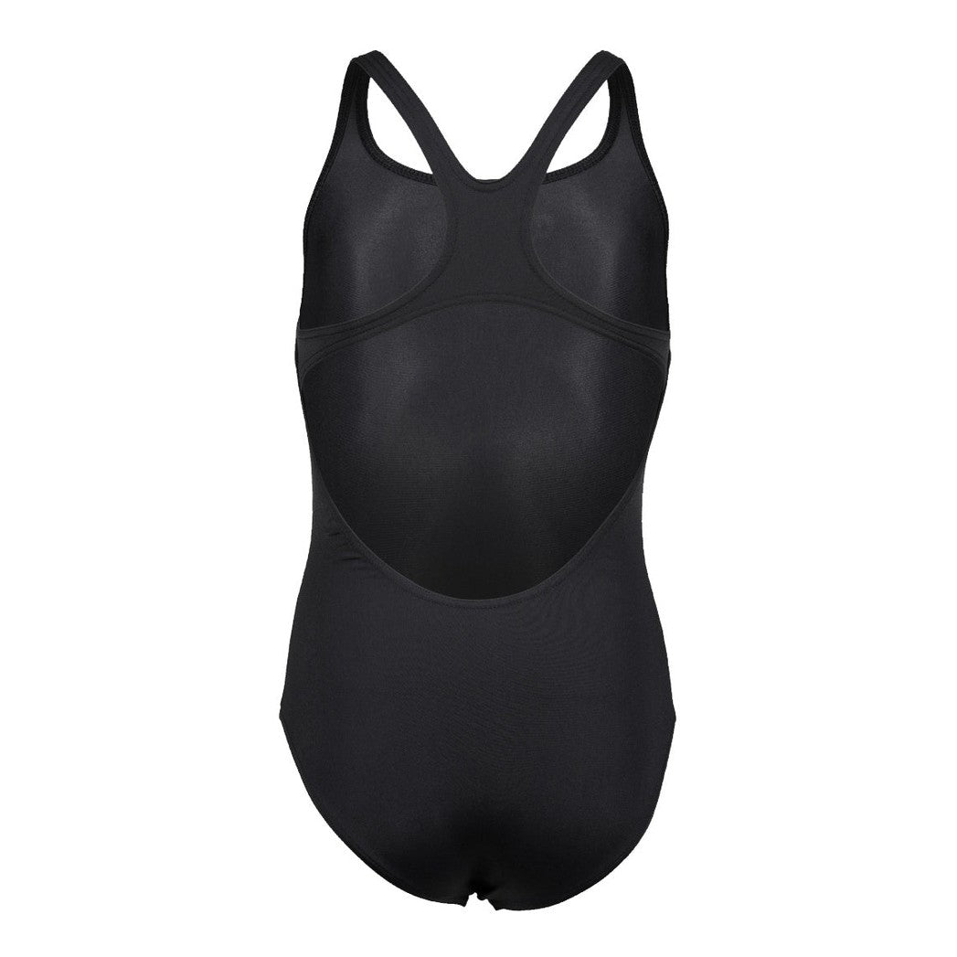 Girls' Arena Team Swim Pro costume, a sleek blue and purple swimming suit with the Arena logo, designed for competitive swimming.