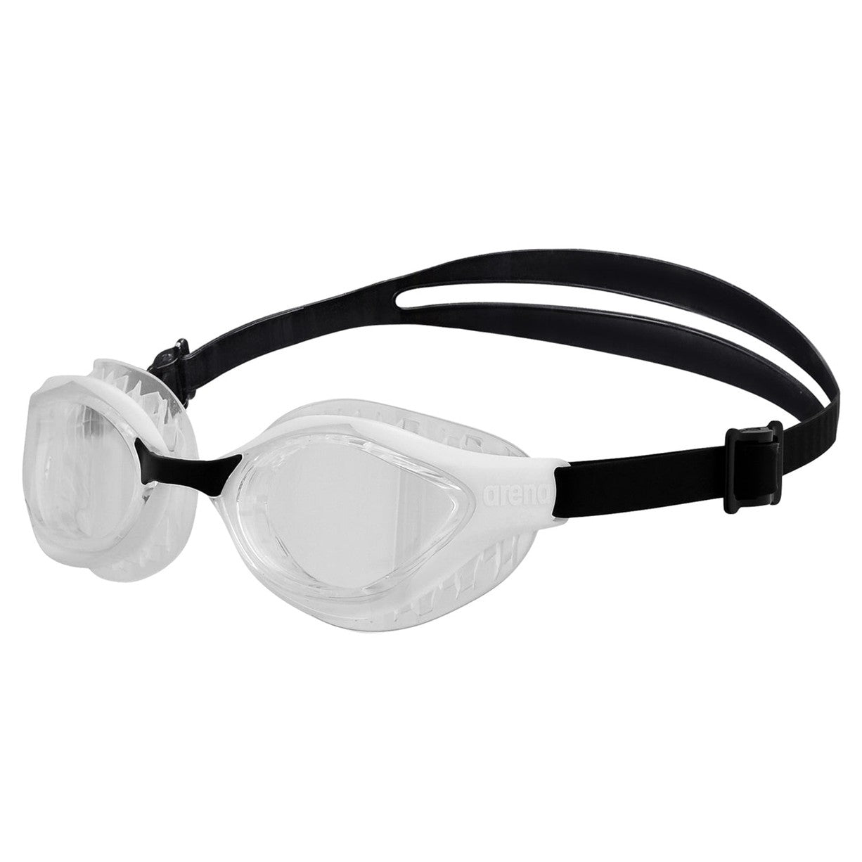 Arena Air Bold Swipe swimming goggles, clear lens and adjustable strap, designed for comfortable swimming and optimal fit.