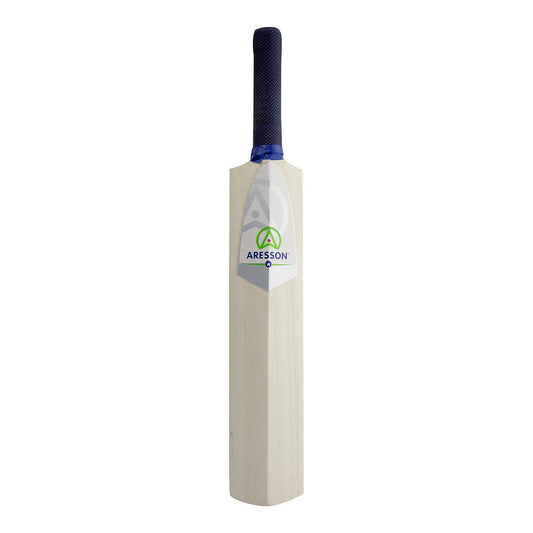 Aresson Flatty Rounders Bat in sporting goods, showing a close-up of the wooden bat with flat, rounded hitting surface.