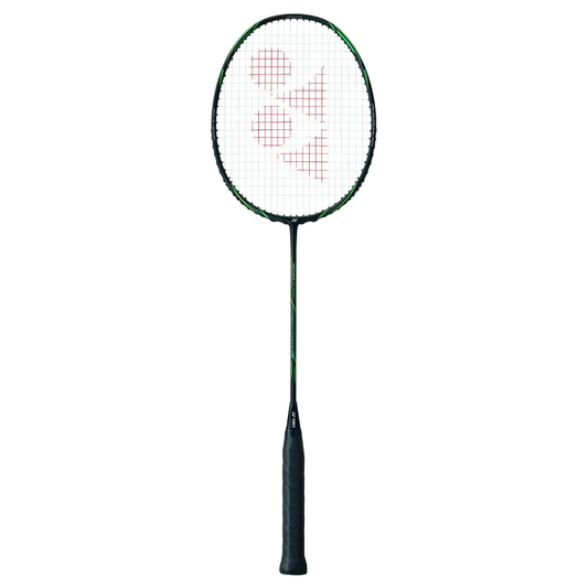 Yonex Astrox Nextage badminton racquet with lightweight frame and red and black design, suitable for aggressive play.