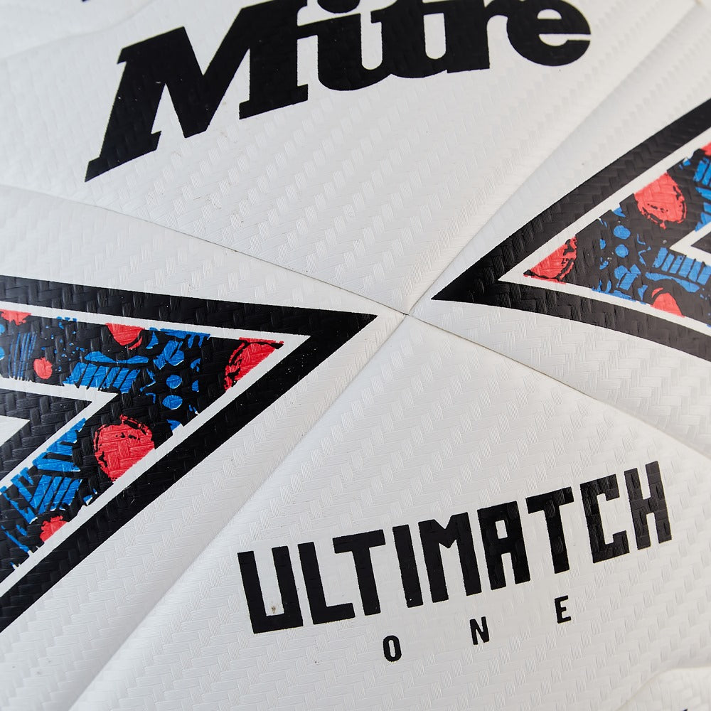 Mitre Ultimatch One football with black and white panel design, standard size football ball for training and matches
