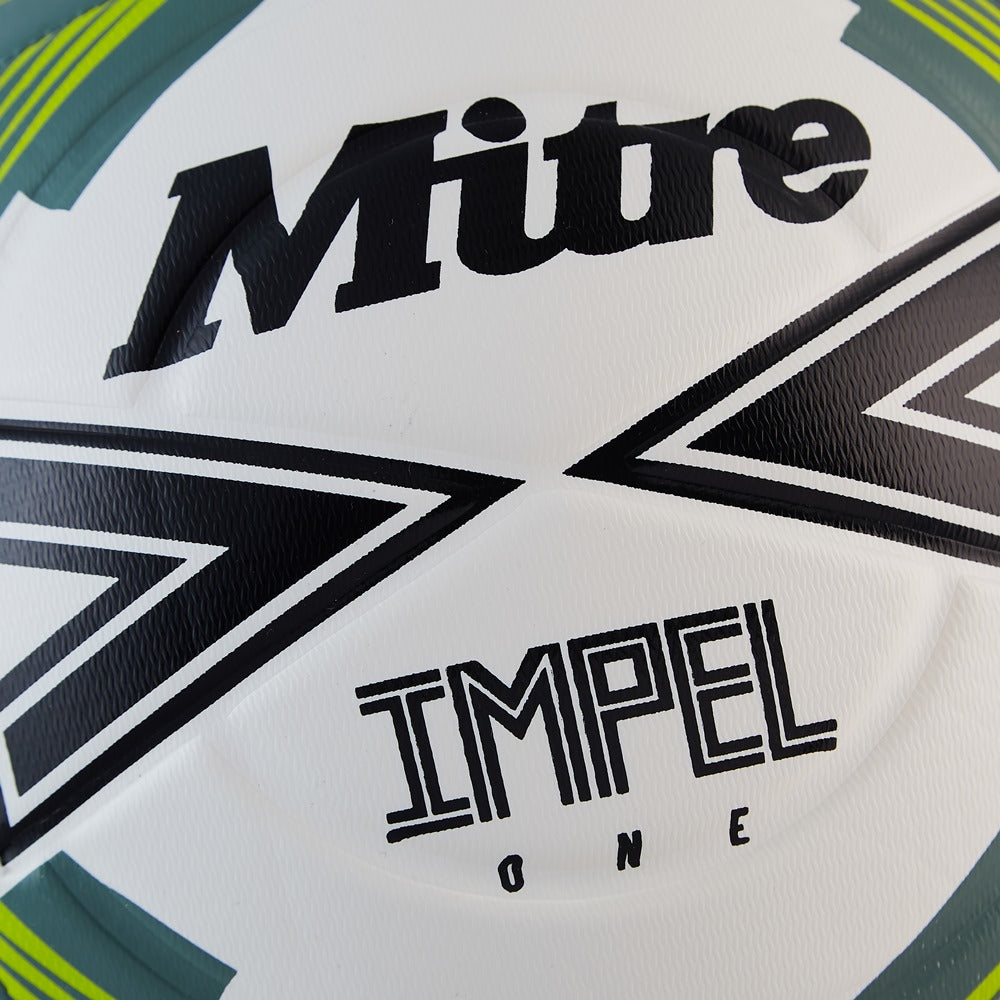 Mitre Impel One football ball with white and black panel design, suitable for training and match play.