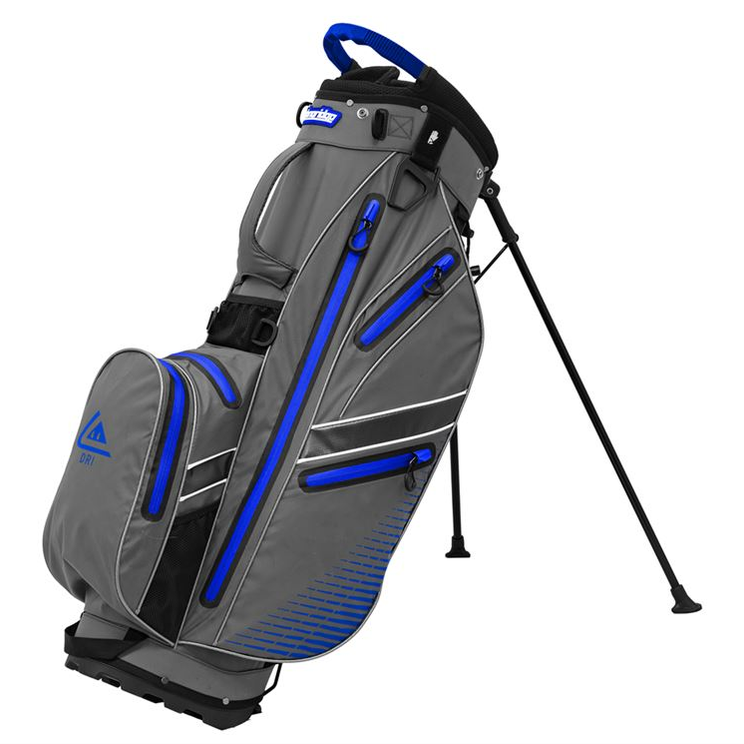 Longridge Waterproof Stand Bag for sporting goods, featuring multiple compartments and durable fabric for outdoor sports.