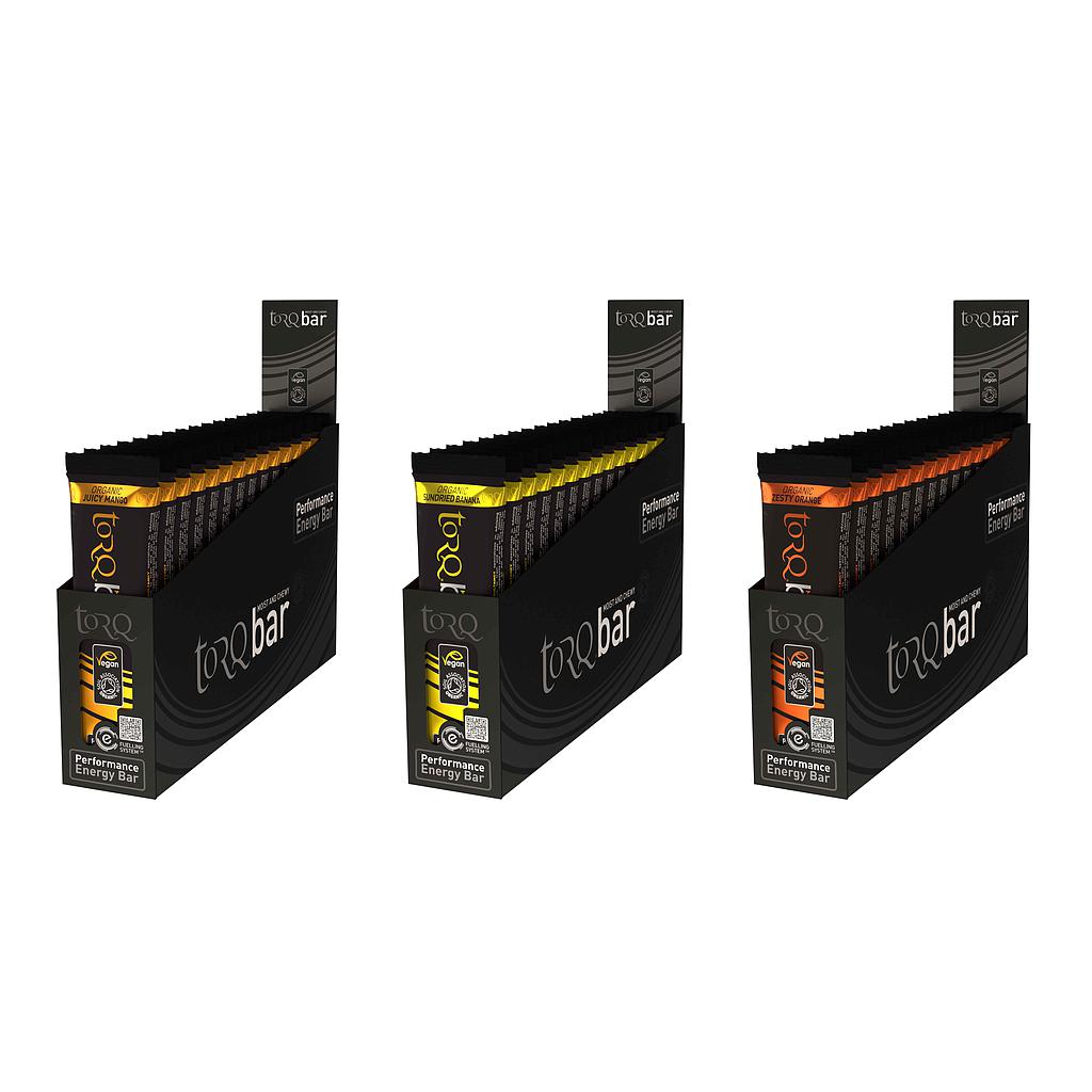 Torq Organic Energy Bar box containing 15 bars, ideal for sports and outdoor activities, made with natural ingredients.