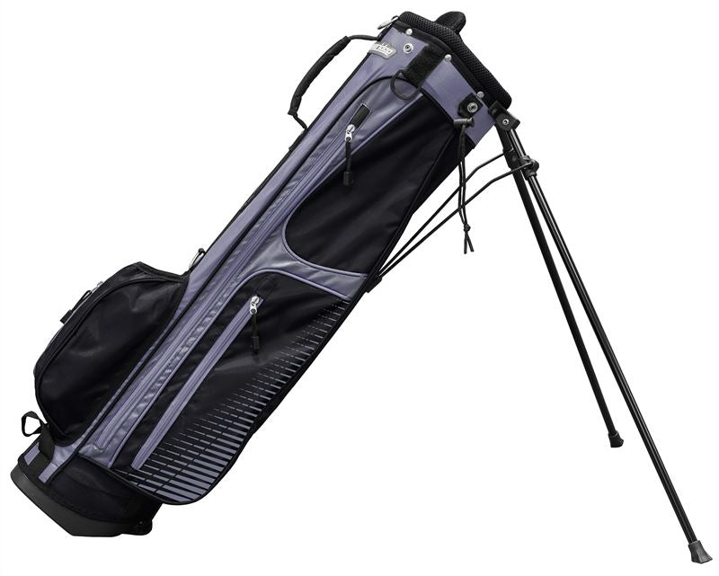 Longridge 6-inch Weekend Stand Golf Bag with padded straps, multiple pockets, and sturdy stand for easy carrying on the course.