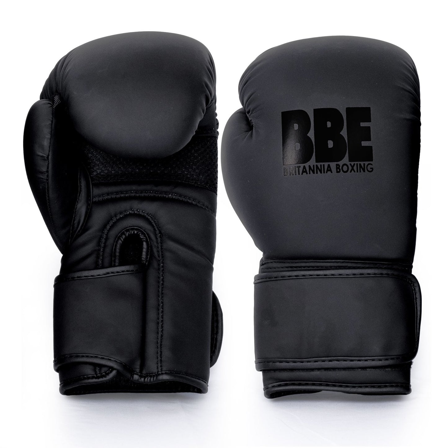 BBE Matte Black Sparring/Bag Boxing Gloves