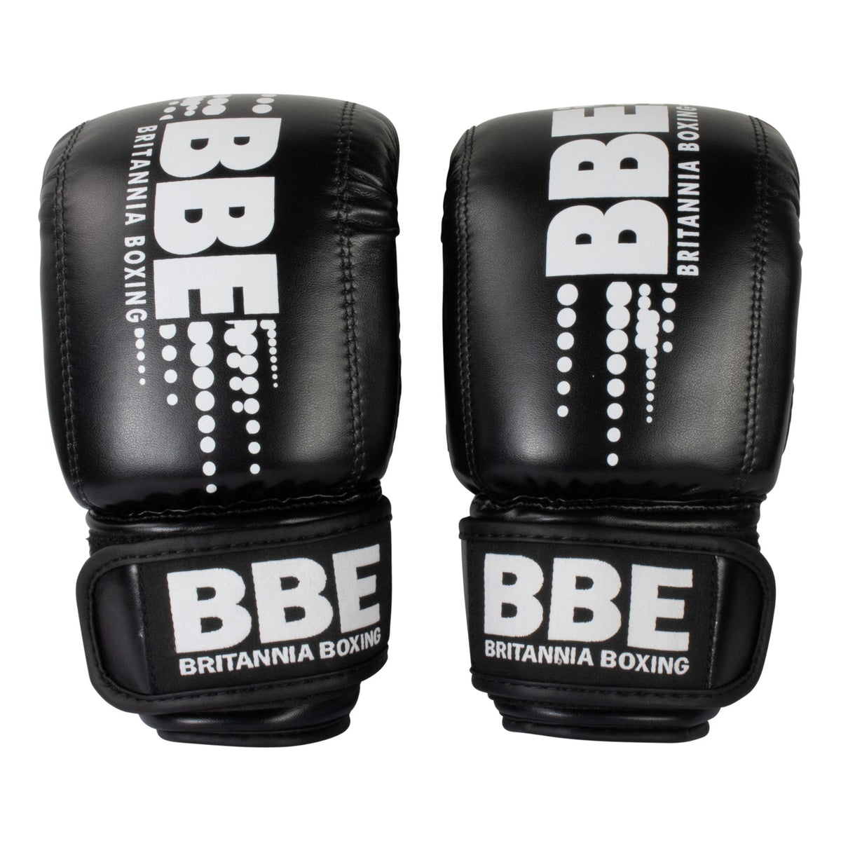 BBE Boxing PVC punch bag mitts for boxing training, featuring padded gloves and grip handles for secure hold and impact protection.