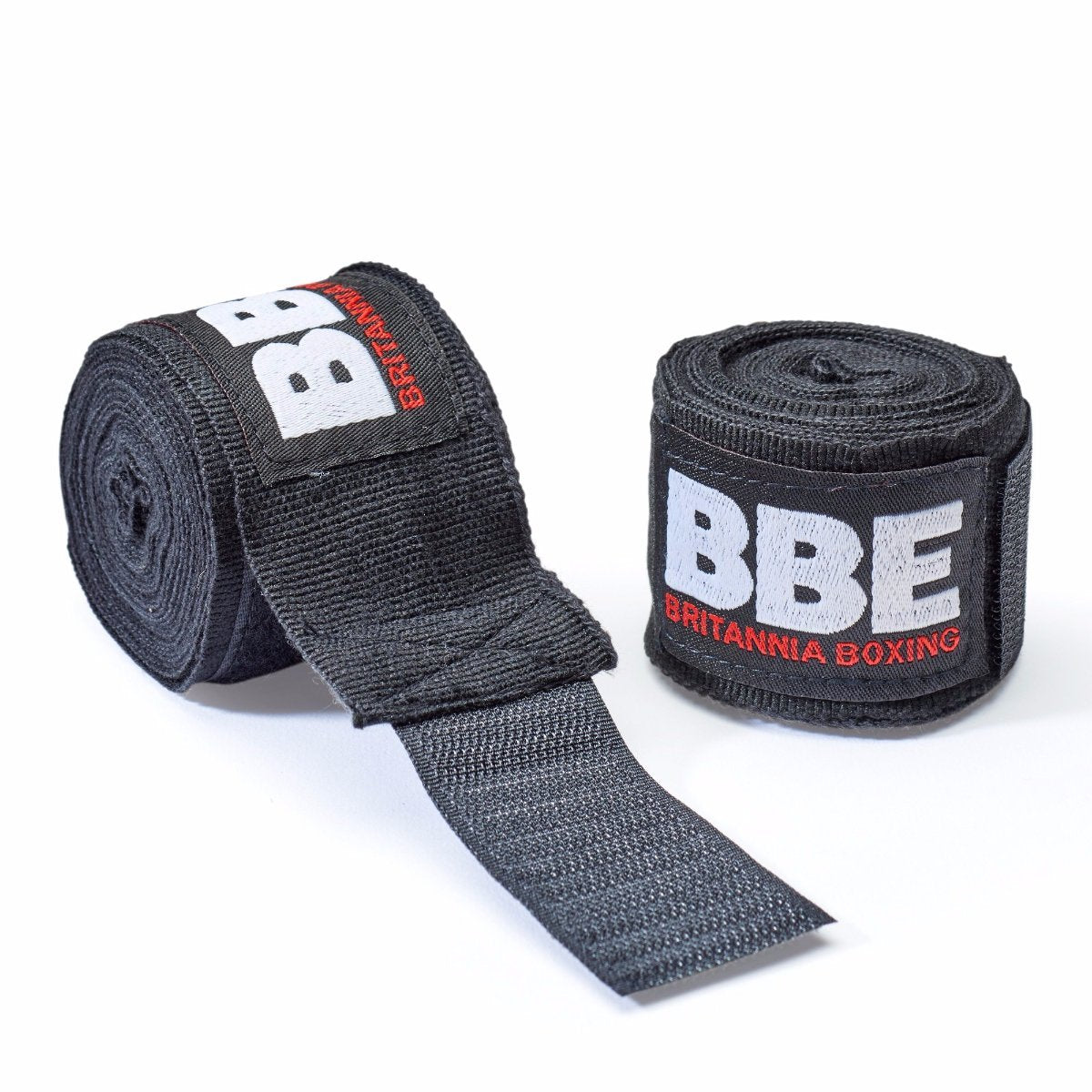 Black BBE Boxing Club Handwraps for martial arts and boxing training, showing the packaging and wrapped hand protection.