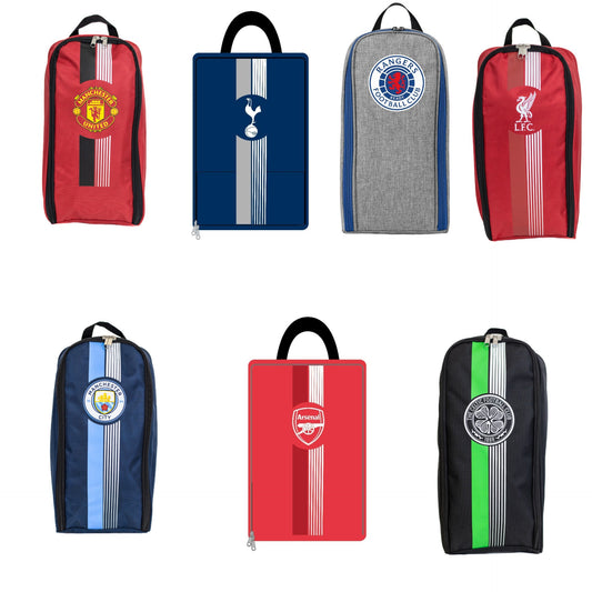 Foco Manchester United FC ultra boot bag with handles, black and red, measuring 35x18x12cm, designed for sports footwear storage.