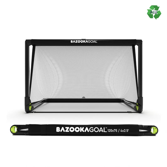BazookaGoal aluminium football goal set for sporting goods, featuring sturdy metal frames and netting for outdoor soccer games.