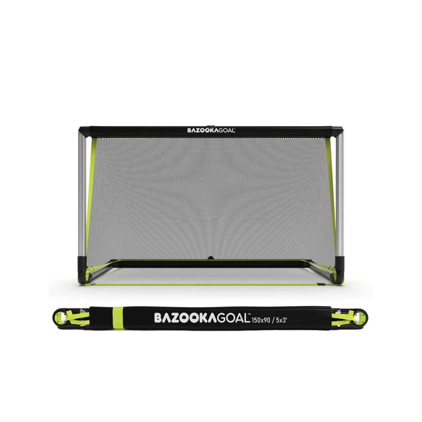 BazookaGoal pop-up football goals made of lightweight aluminum, portable sporting equipment for soccer practice and games.