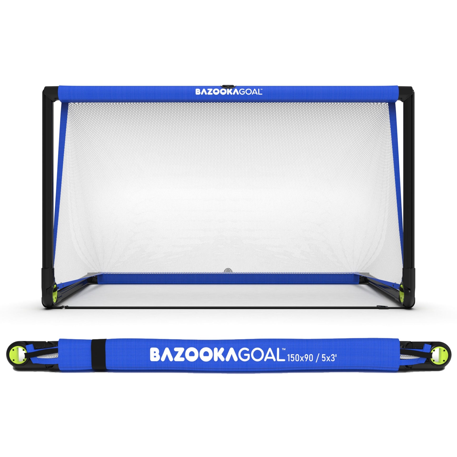 BazookaGoal pop-up football goals set up for soccer practice, lightweight sporting goods with easy assembly for quick use.