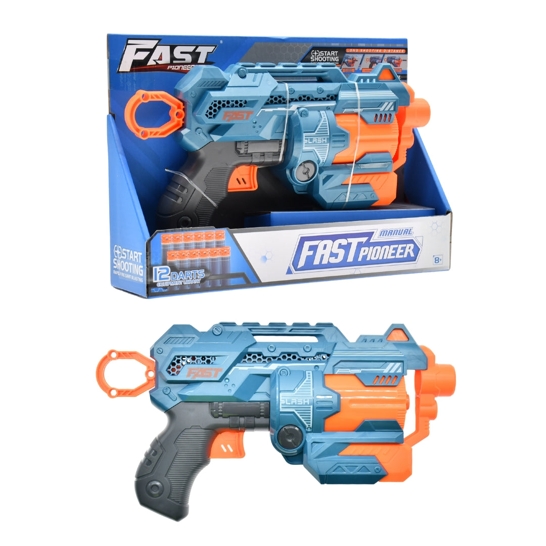Fast Pioneer soft bullet manual toy gun from the sporting goods collection, shown with the gun and soft bullets.