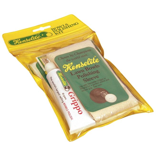 Henselite Bowls Polishing Kit for sporting goods, includes polishing tools and accessories for maintaining bowls.
