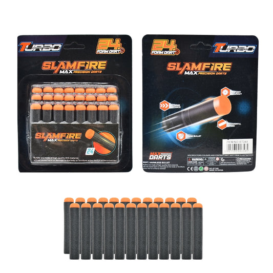 Fast Pioneer soft foam dart bullets, 24-pack, sporting goods toy darts for kids, in bright colors with smooth foam tips.