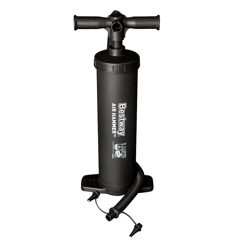 Bestway 14.5-inch air hammer inflation pump for sporting goods, shown with hose and nozzle for inflating equipment.