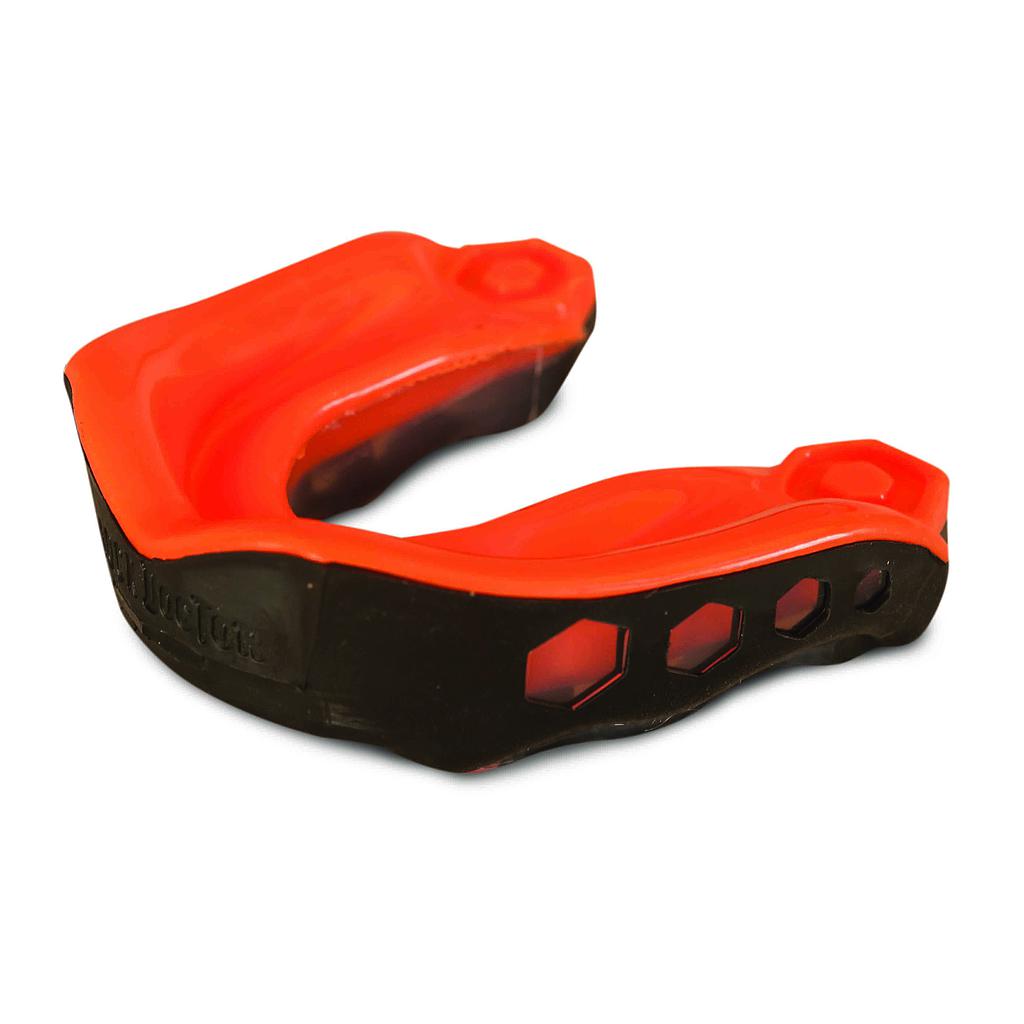 Shock Doctor Gel Max Mouthguard in black with clear mouthpiece, designed for sports protection and comfort.