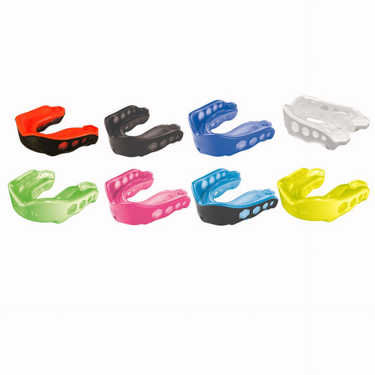 Shock Doctor Gel Max Mouthguard in blue, designed for sports protection, with a flexible, cushioned interior for comfort and impact absorption.