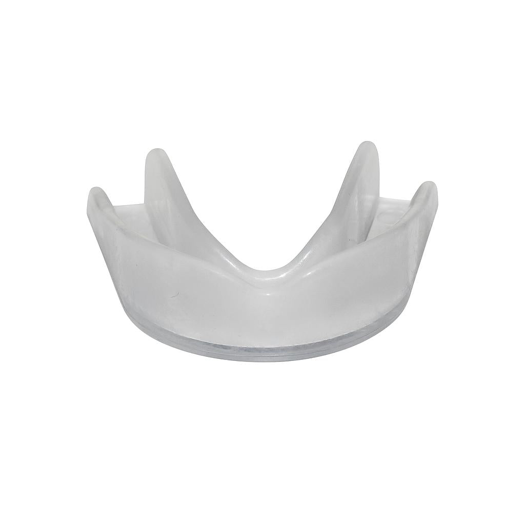 Safegard Essential Boil and Bite Mouthguard for sports, showing the molded mouthguard in a protective case.