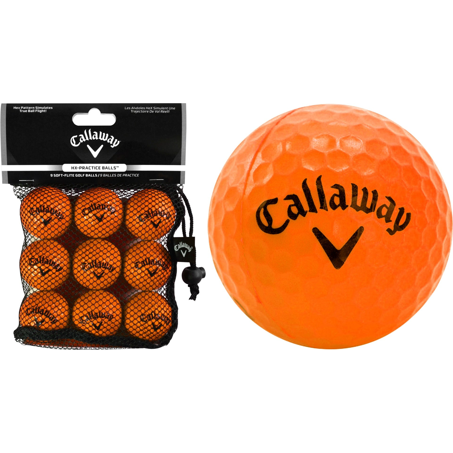 Callaway Soft Flight golf balls in a pack of nine, featuring white balls with Callaway branding for improved distance and feel.