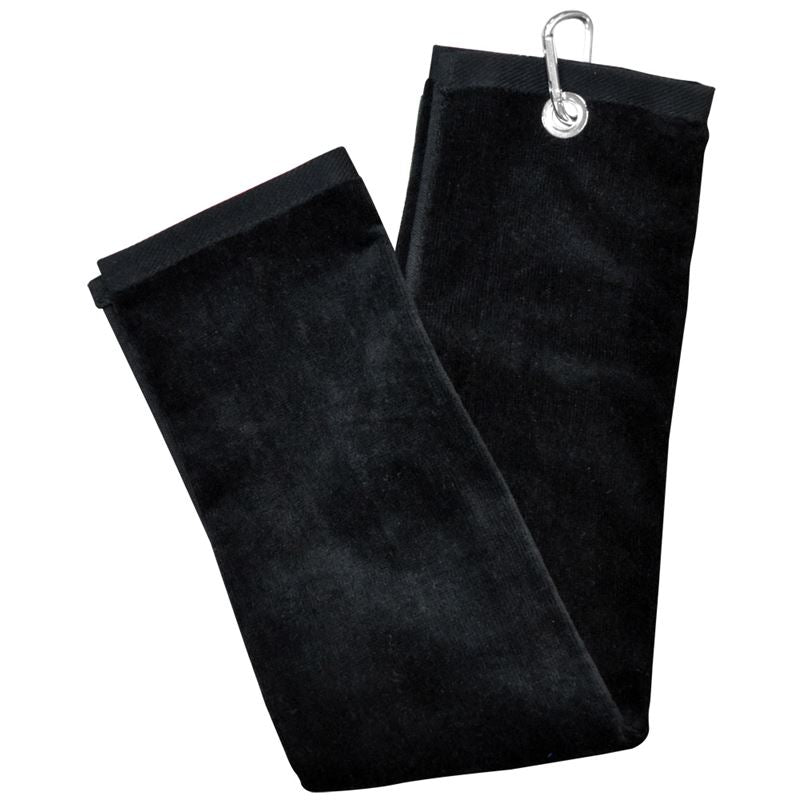 Longridge Blank Luxury 3-Fold Golf Towel with soft fabric, folded neatly, suitable for golf accessories and sports gear.