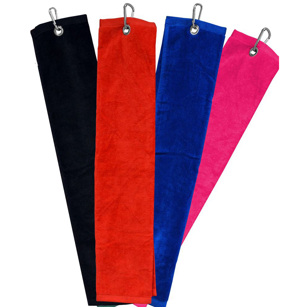 Longridge blank luxury 3-fold golf towel with soft fabric and hanging loop, designed for clean and dry golf equipment.