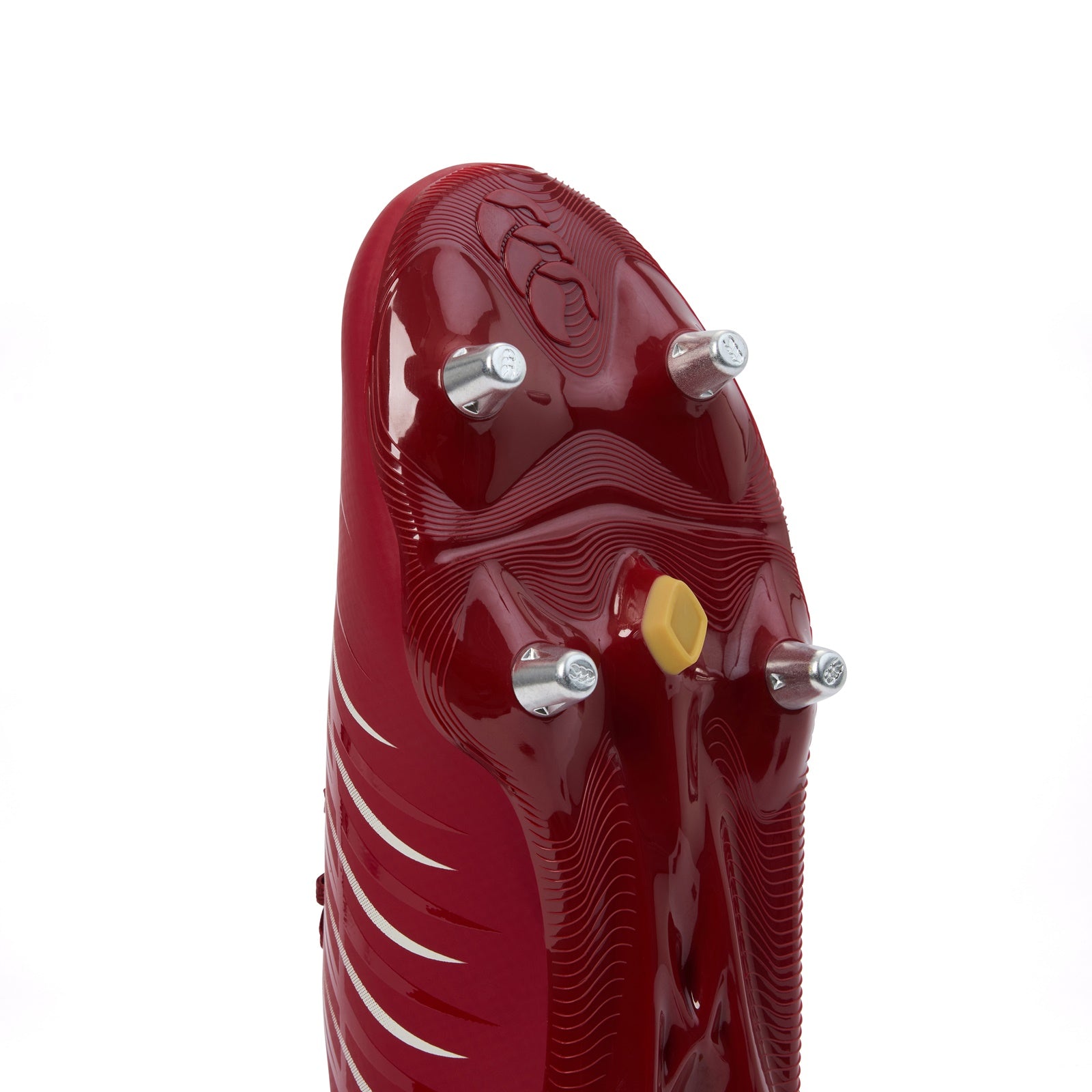 Canterbury Phoenix 2.0 Team SG Rugby Boot showing black and red design with cleats and branding details