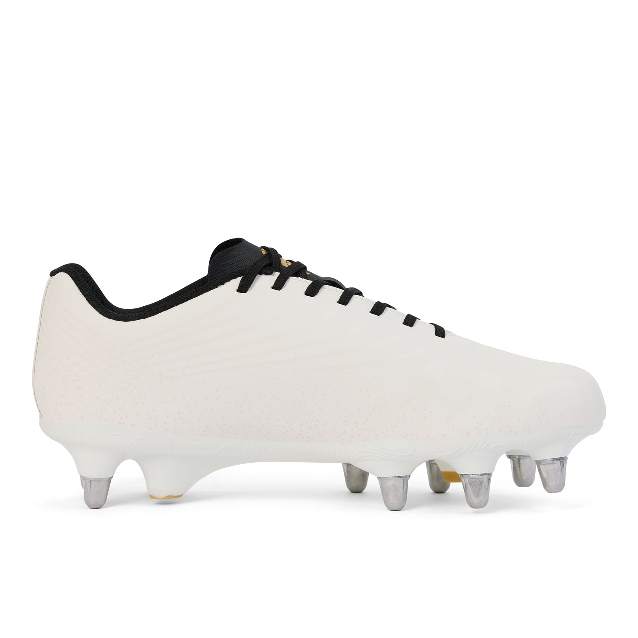 Canterbury Stampede Team rugby boot SG for soft ground, black and red rugby shoe with cleats for rugby matches.