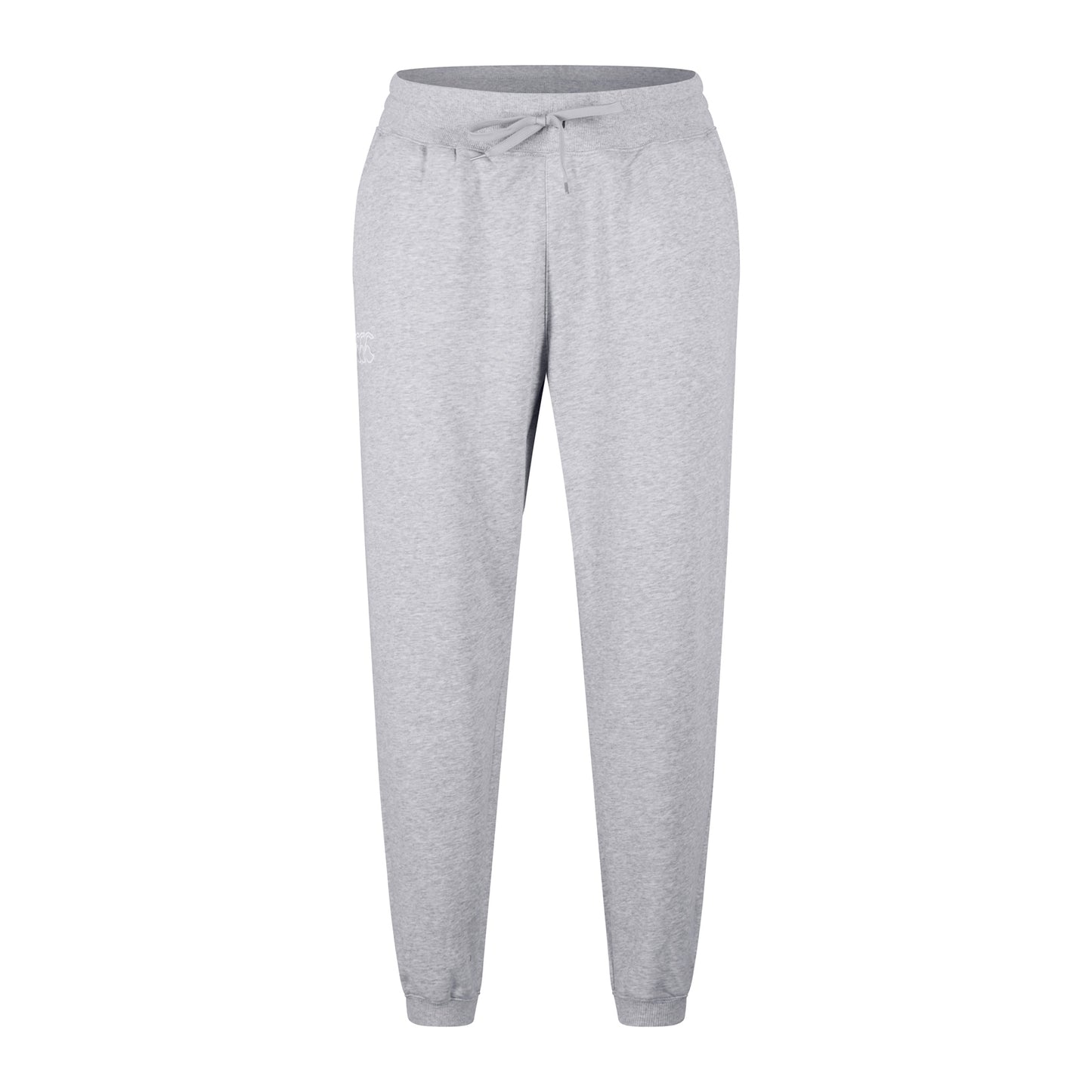 Canterbury rugby leisure sweatpant in gray with elastic waistband and logo, casual athletic wear for comfortable rugby-inspired style