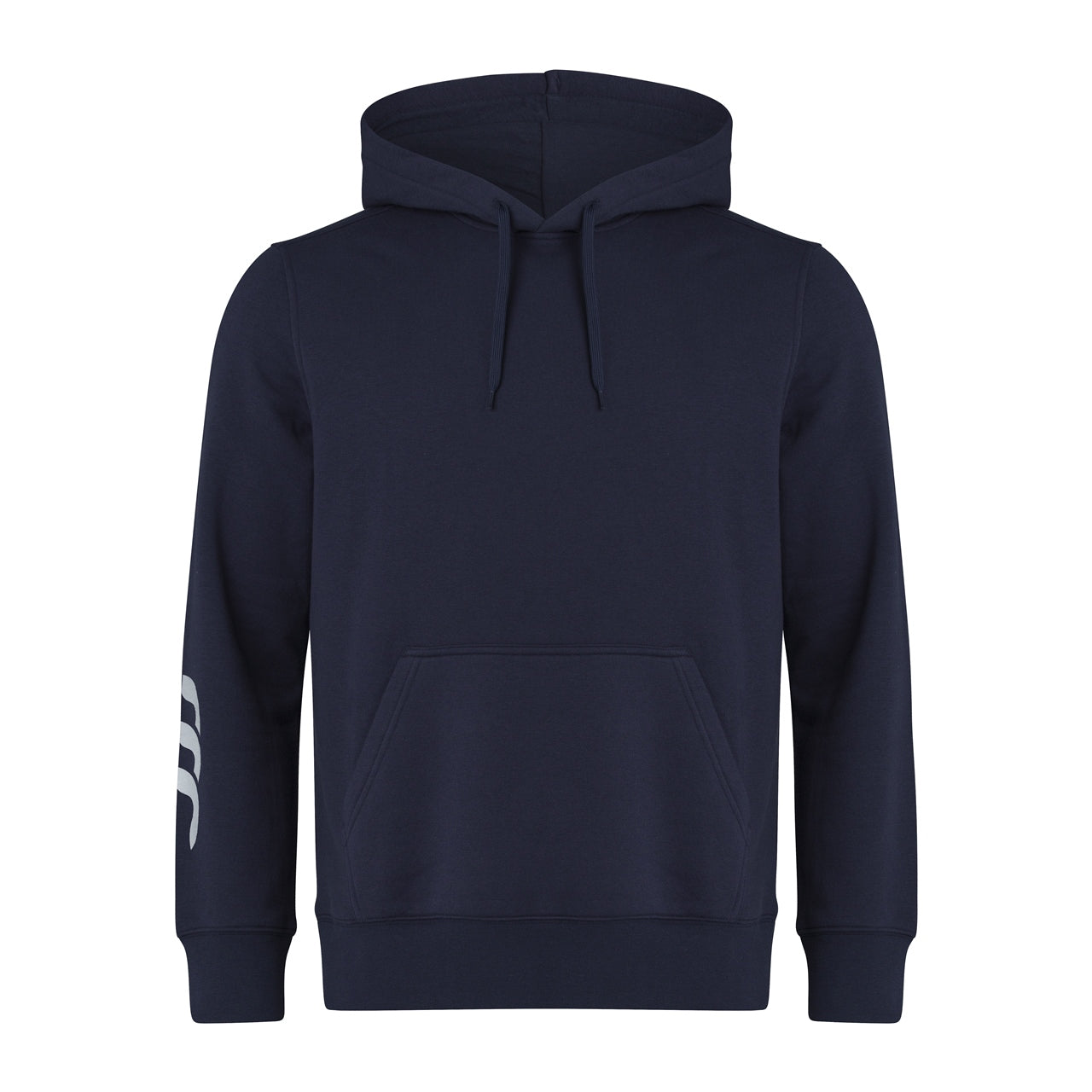 Canterbury men's rugby club hoody in navy with Canterbury logo, featuring a hood, long sleeves, and front pocket.