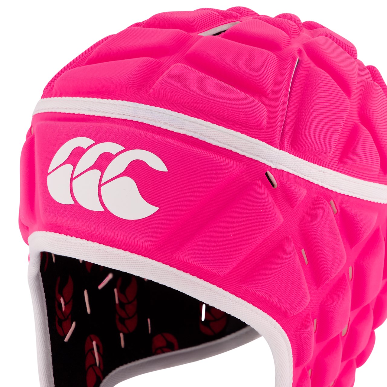 Canterbury Raze rugby headguard with padded ear protection and adjustable straps, designed for optimal safety during rugby matches.